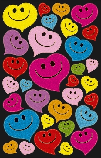 Colorful Smiling Heart Stickers, 30 pcs