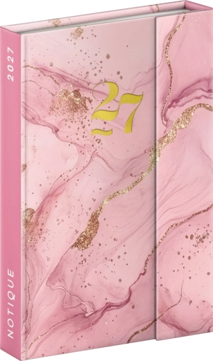Notique weekly magnetic diary pink marble 2027 11 × 16 cm