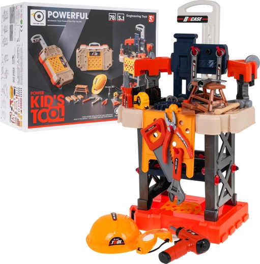 Kids 3-in-1 Workshop with Case and Cordless Drill, 78 Pieces