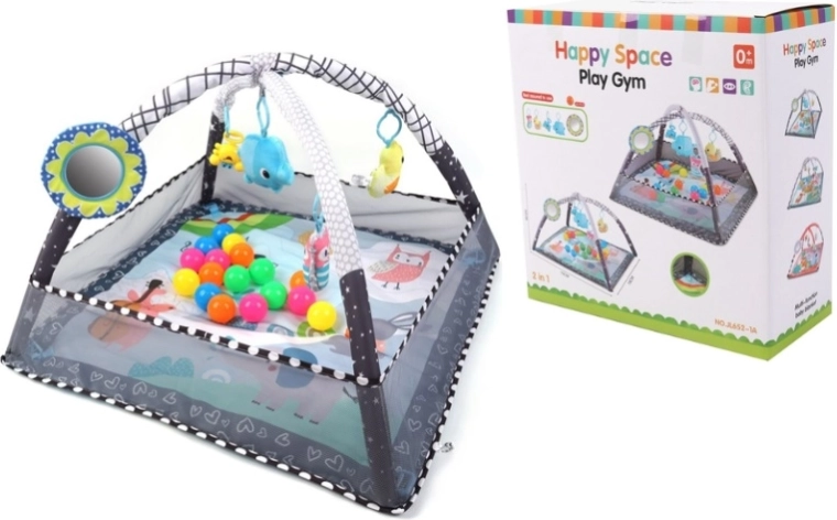 TinyMini Happy Space 2-ühes hariv mängumatt aiaga ja pallidega