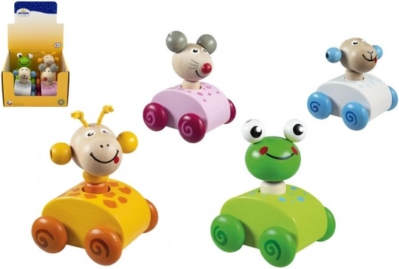 Puidust piiksuv autoke loomadega lastele 12k+