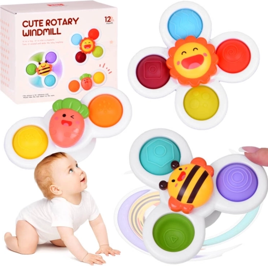 Sensory fidget spinner with suction cup – set of 3 pcs
