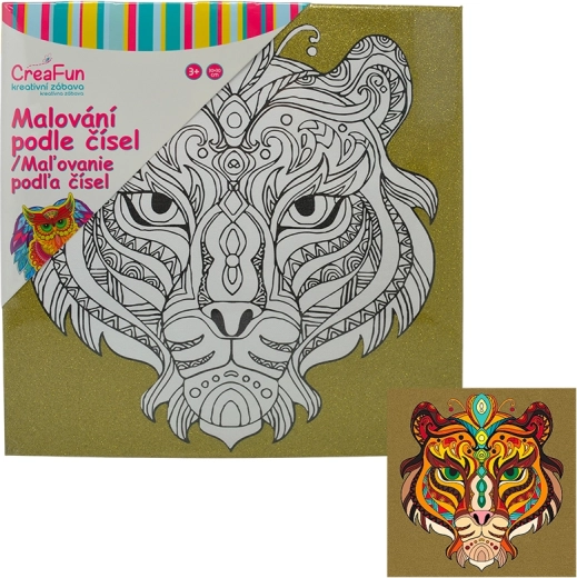 Paint-by-template canvas – tiger 30 × 30 cm