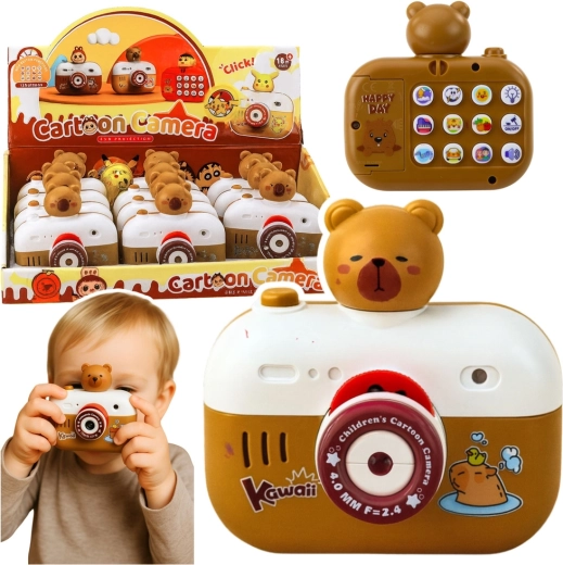 Interactive kids’ capybara camera with projector and sounds with lanyard