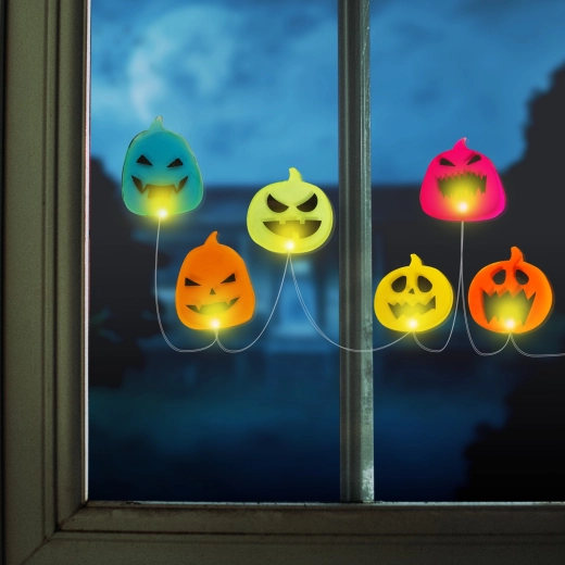 Halloweeni LED-aknakaunistus kõrvitsatega, 85 cm