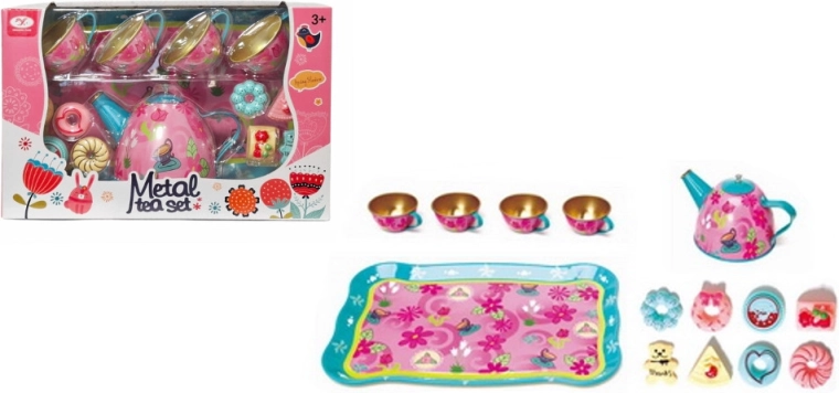 Metallist kööginõude komplekt lillemotiiviga