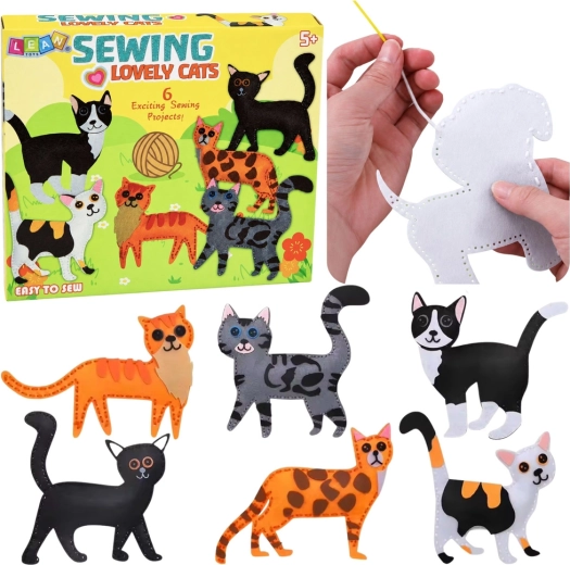 DIY Felt Cat Sewing Craft Kit (6 Projects)