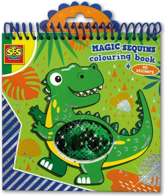 Magic Coloring Pages with Flip Sequins Dinosaurs – Blue and Green