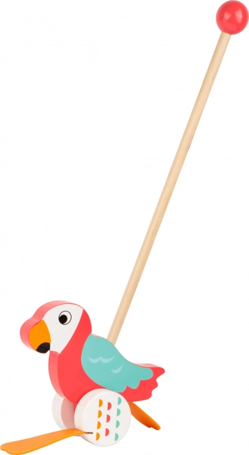 Small foot push-along Parrot Lori – wooden ride-on for first steps