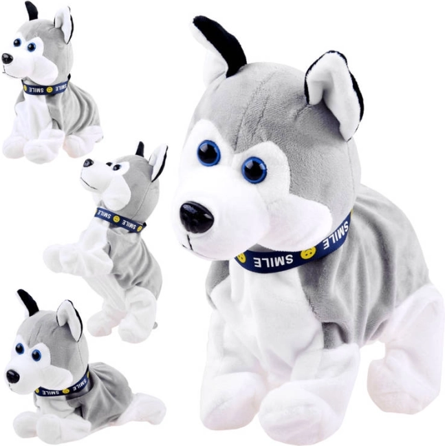 Interactive Plush Husky with Sounds and Touch-Activated Tricks