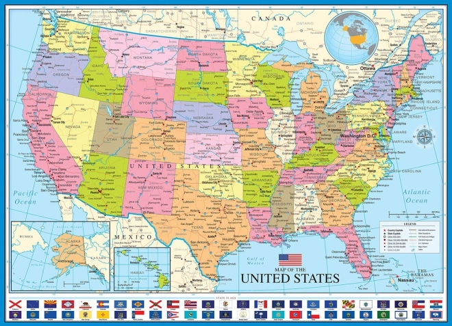 Pusle EUROGRAPHICS USA poliitiline kaart 1000 tükki