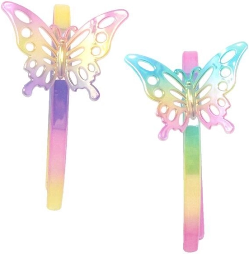 Pink Poppy rainbow headband with butterfly