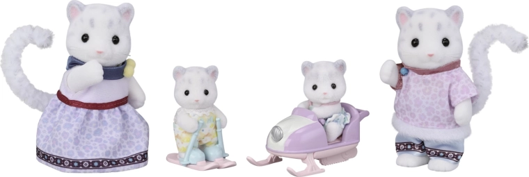 Sylvanian Families Snow Leopard Family with Snow Scooter and Skis