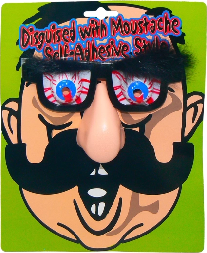 Funny glasses with big nose and bushy eyebrows