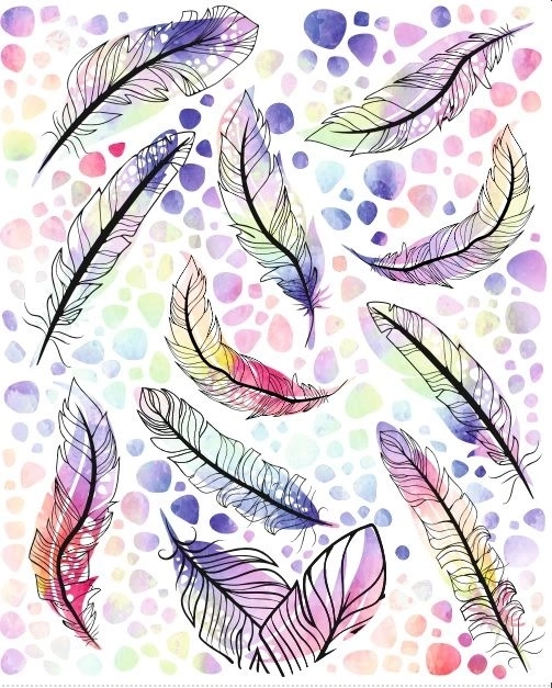 Iron-on feather patches – large sheet 20 × 30 cm