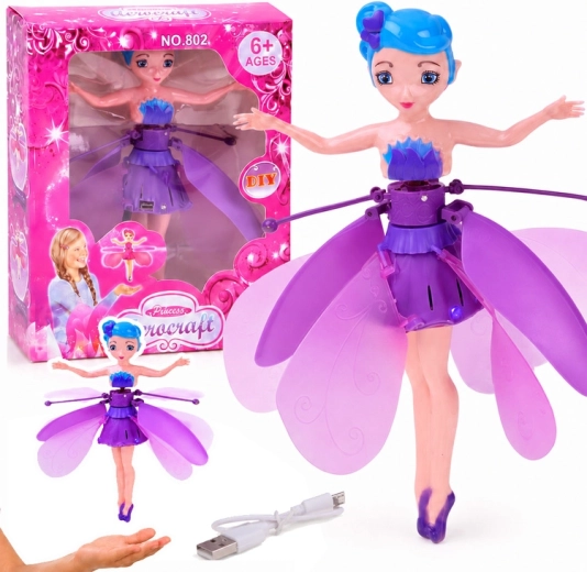 Flying fairy interactive doll with hand sensor and light 19 cm - 1 piece