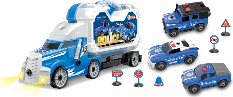 Politseiveok 3 kokkupandava kruviga auto ja valgus- ning heliefektidega, 42 cm