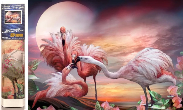 Norimpex teemantmaal "Roosad flamingod" 30x40 cm