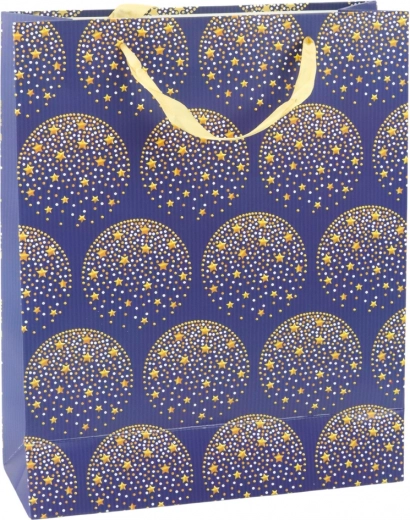 Elegantne kinkekott kuldsete tähtedega, tumesinine 32 × 26 × 12 cm