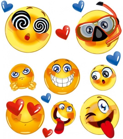 Triigitavad kleebised Emoji – väike leht 15 × 21 cm