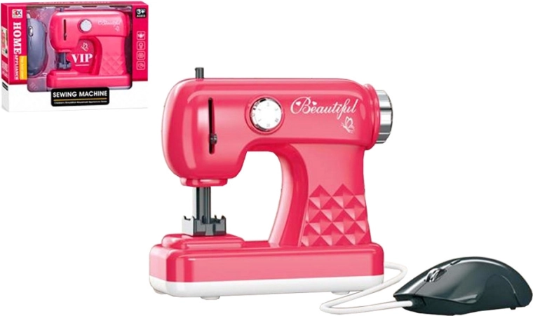Pink kids' sewing machine with light
