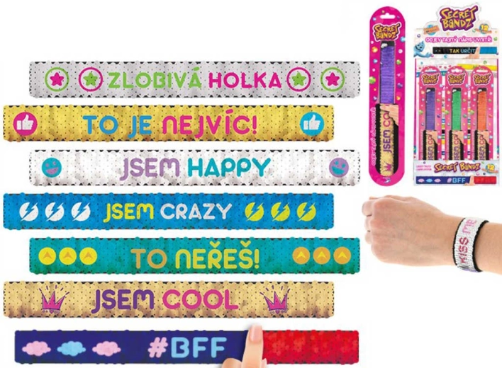 Secret Bandz litritega käevõru rulluva (iseennast keriva) ribaga ja tšehikeelse kirjaga 23 cm – 1 tk