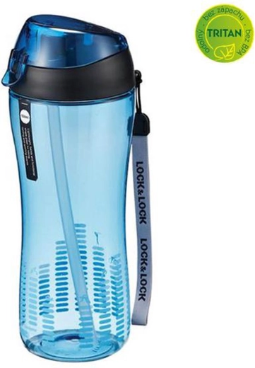 Spordipudel lukustatava korgiga 550 ml silikoonkõrrega – sinine