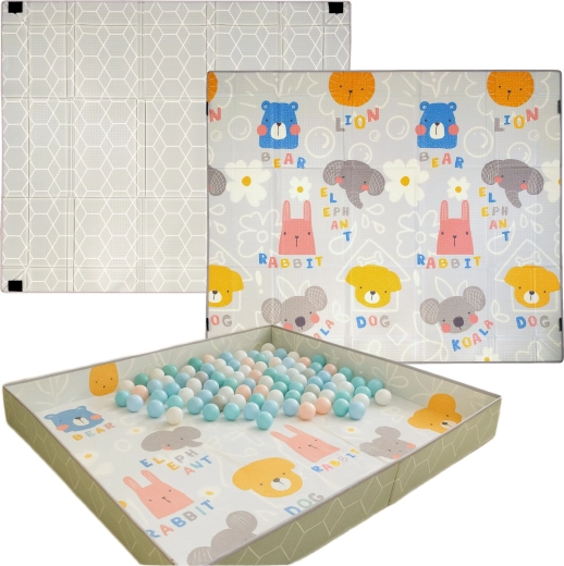 3‑in‑1: matt, mänguaed ja pallimere bassein