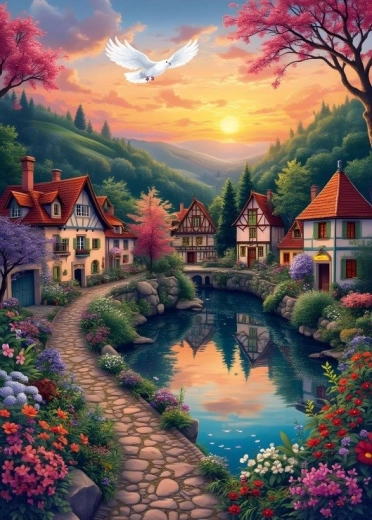 Puzzle Village by the Water 500 pieces