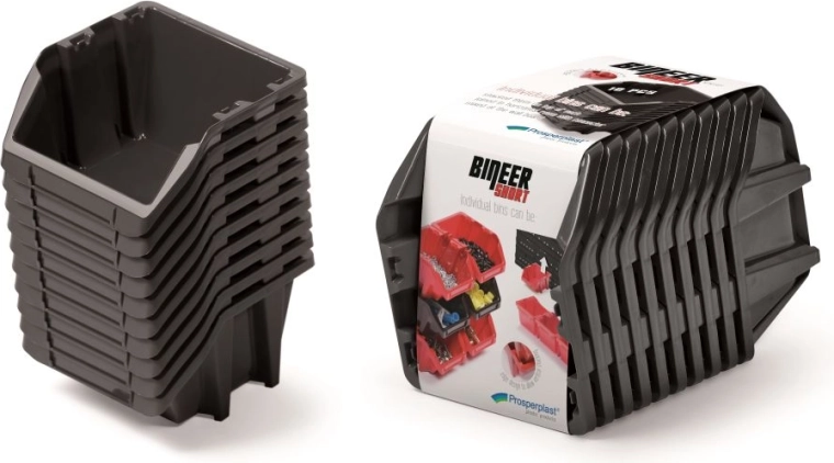 Set of Bineer Short storage boxes, 10 pcs, 288 × 158 × 187 mm, black