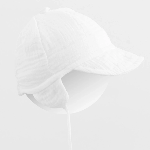 Children's summer muslin cap with visor New Baby white (size 68/74)