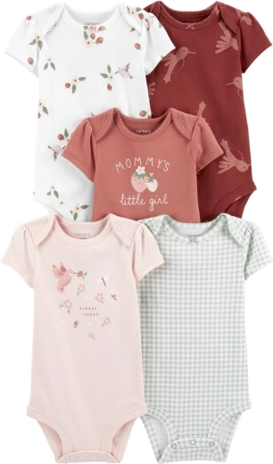 Carter’s beebide lühikeste varrukatega bodid Hummingbird tüdrukule, 5 tk, suurus 56 (NB)
