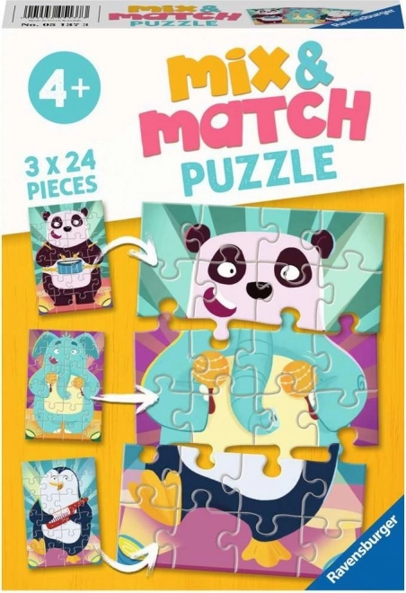 Ravensburger Mix & Match – naljakad loomad, pusle 3×24 tükki