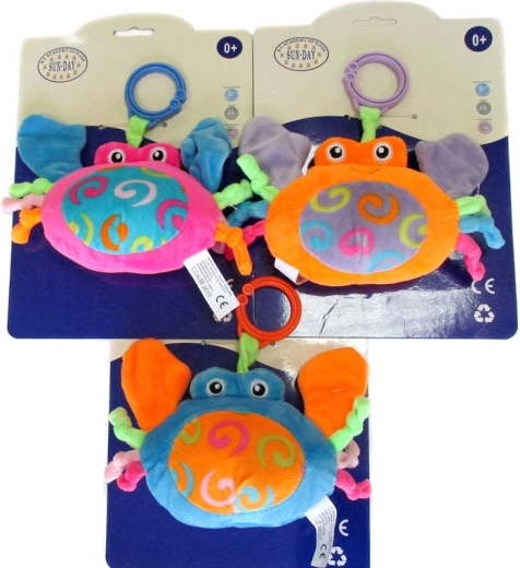 Plush crab rattle with clip 14 cm - 1 piece