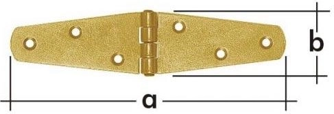 Triangular interlaced hinge 200 × 40 × 2 mm, yellow zinc-plated steel