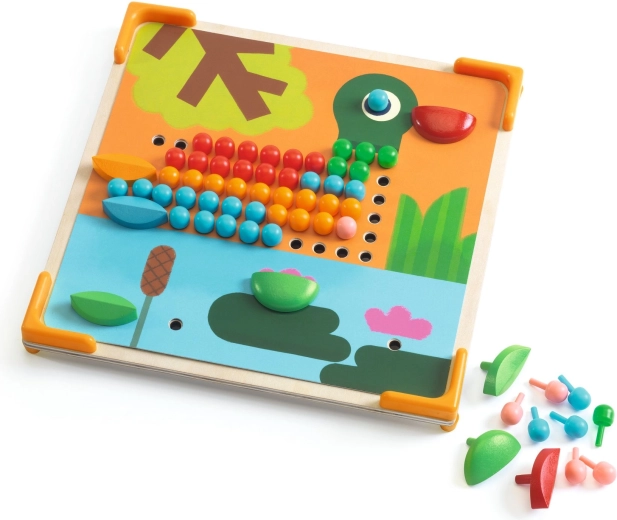 Large colorful pegs and hemispheres