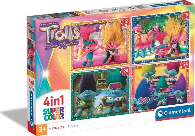 Puzzle 4in1 TROLLID SuperColor (12–24 tükki) – CLEMENTONI