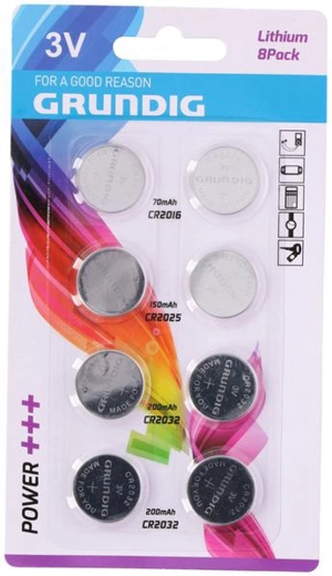 Button cell lithium batteries – set of 8 pcs, mixed types