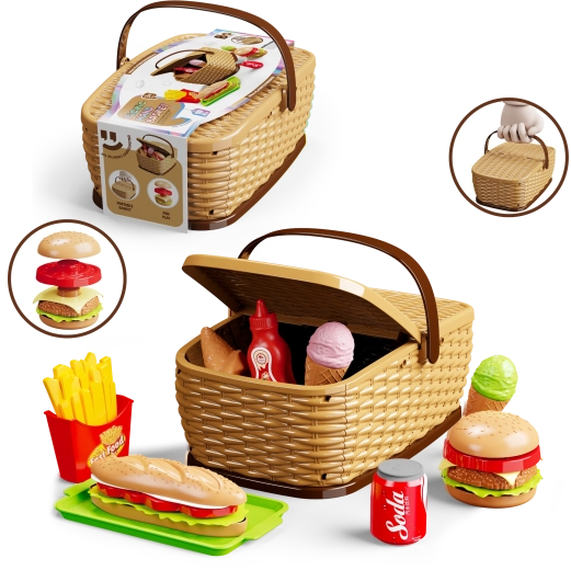 Laste piknikukorv burgerikomplektiga