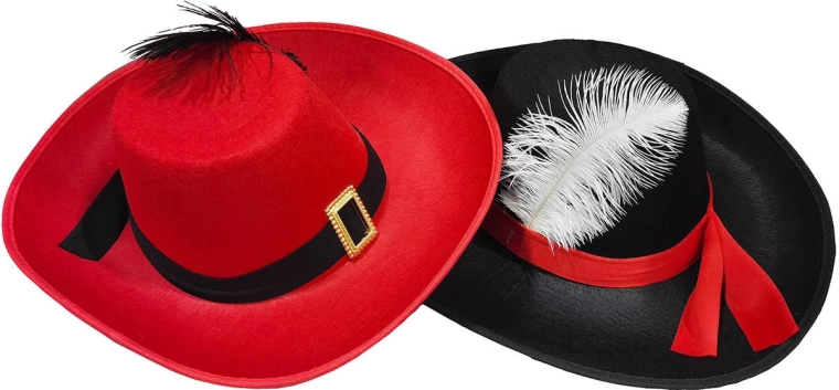 Carnival musketeer hat in two colors - 1 piece