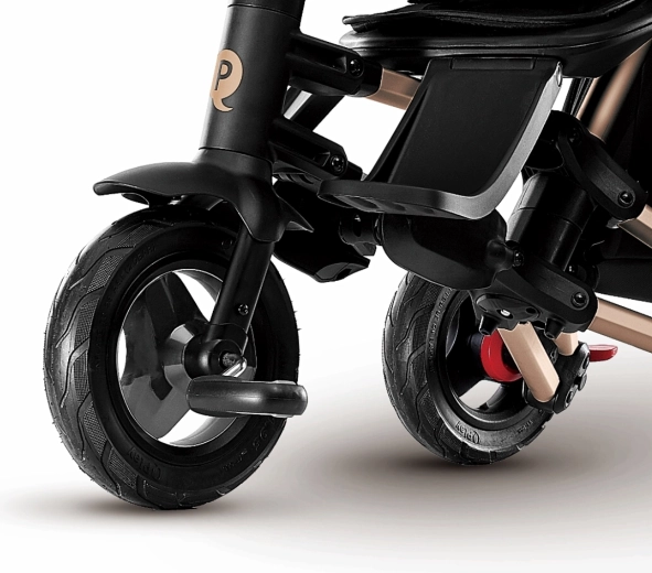 Rubber tubeless wheels and rear brake for a safe ride