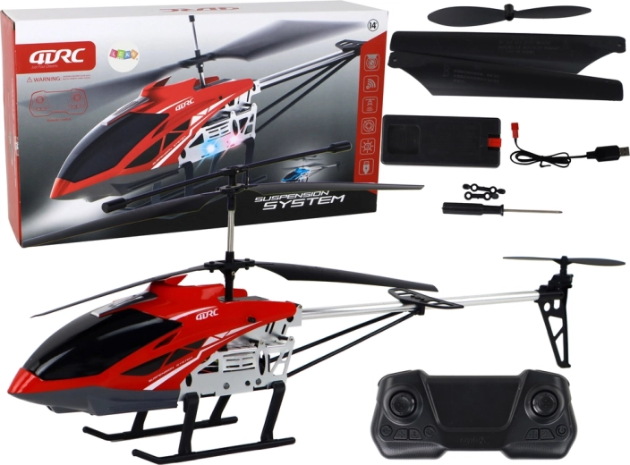 RC-helikopter 70 cm punane stabiliseerimise ja LED-tuledega