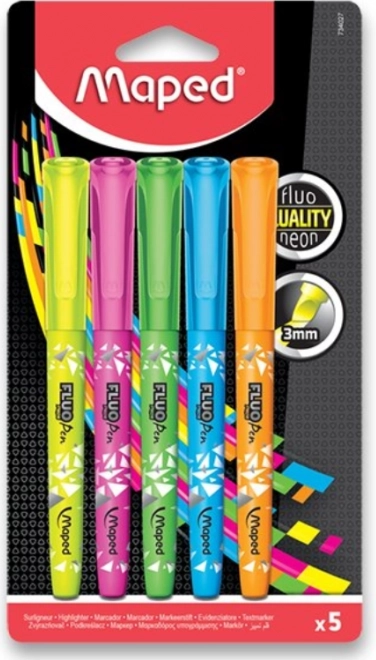 Tekstimarkerid MAPED Fluo Peps, komplekt 5 värvi