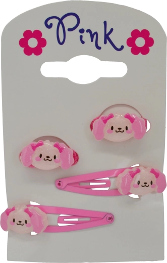 Dog Hair Accessories – Set of 4 (2 clips, 2 hair ties)