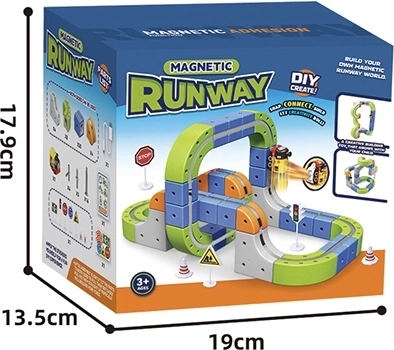 Magnetic Colorful Race Track with Train, 69 Pieces