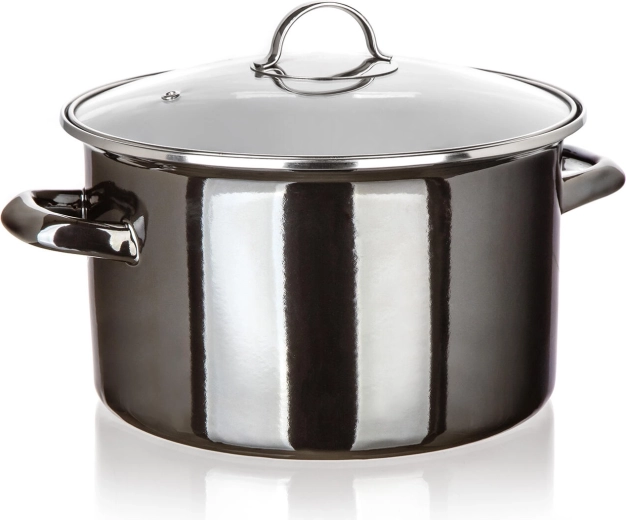 Emailpott klaaskaanega 26 cm, 6 l, Metallic Black