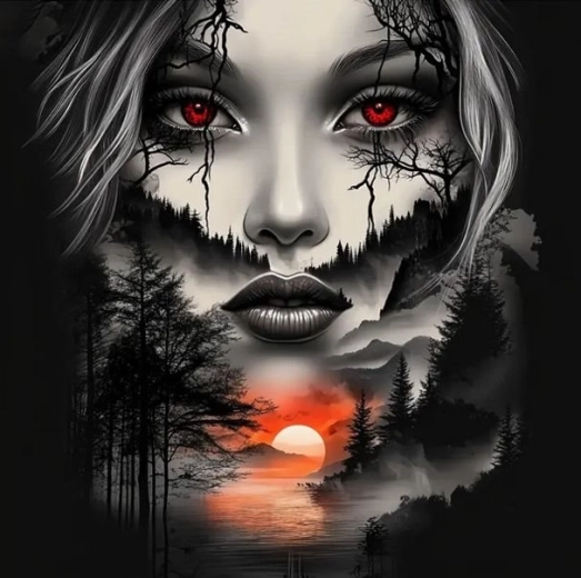 Diamond painting Face in a Mountain Landscape 30 × 40 cm
