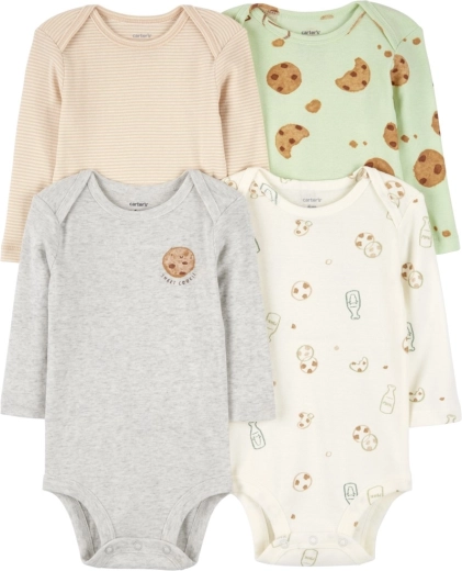 Carter's laste pikkade varrukatega bodid Milk & Cookies, 4 tk, suurus 56