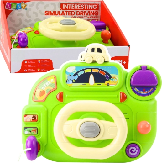 Interactive kids’ steering wheel – green driving simulator with lights and sounds
