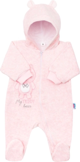Laste kapuutsiga veluurkombinesoon NEW BABY Sweetheart roosa 74 (6–9 kuud)